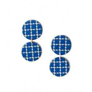 NEW SUNSHINE TIENDA women's dot double dangle earrings in blue and white